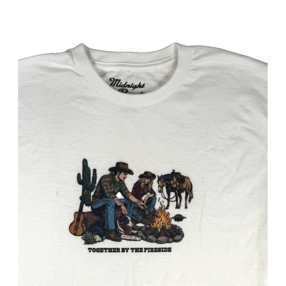 Midnight Bandit Fireside Country Cowboy Desert Horse Nature Camp Tshirt Unisex M